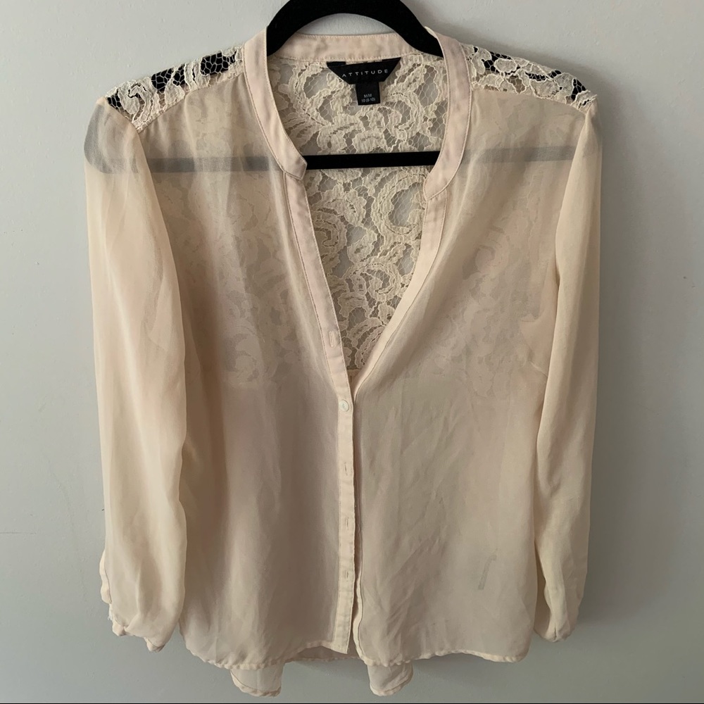Sheer and lace shirt